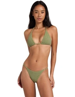 Crinkle Crush Remi Tri Bikini Top In Army Green