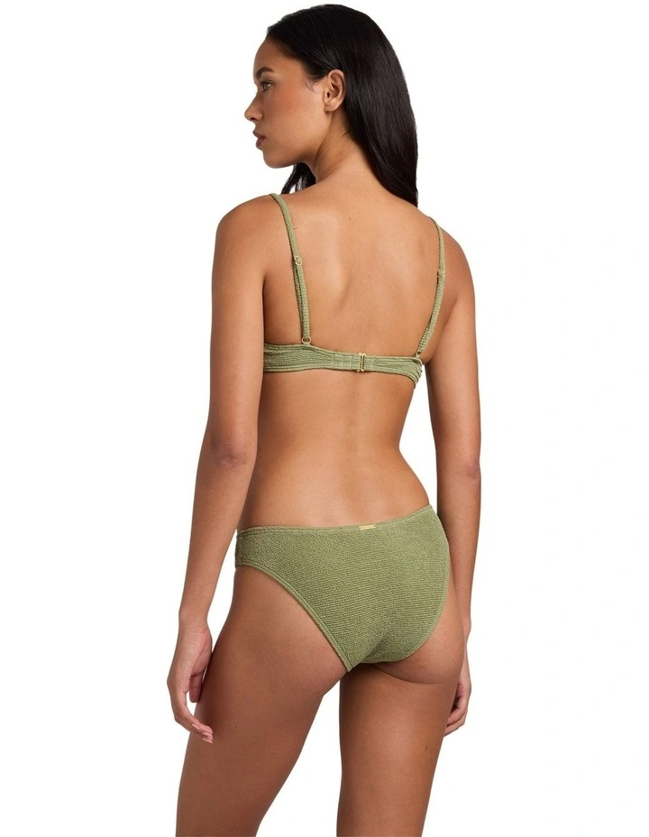 Crinkle Crush Domi Bralette Bikini Top In Army Green image 2