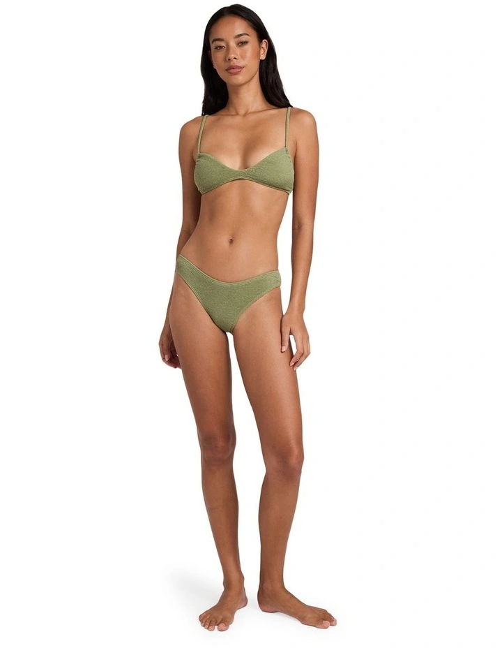 Crinkle Crush Domi Bralette Bikini Top In Army Green image 5
