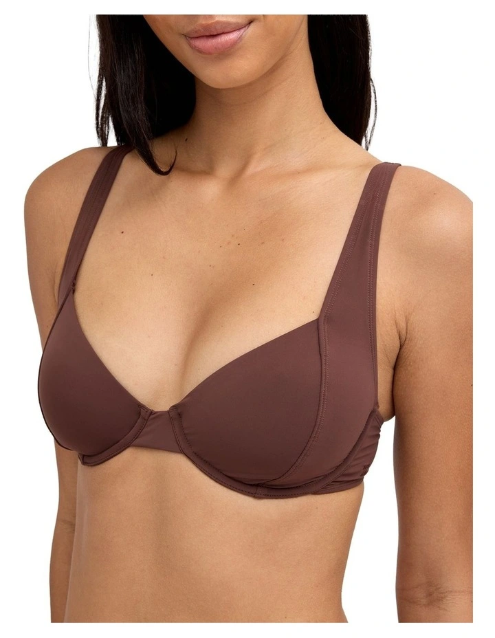 Sol Searcher Khloe DD Bikini Top In Teak image 4