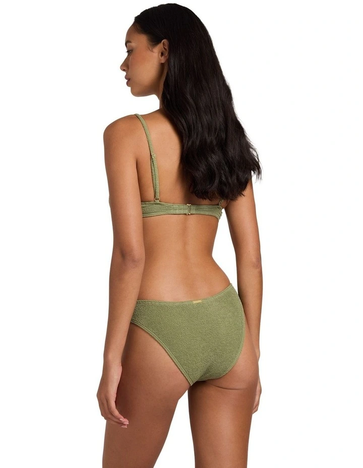 Crinkle Crush Bondi Bikini Bottom In Army Green image 2