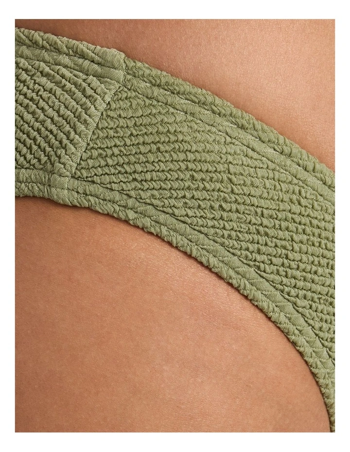 Crinkle Crush Bondi Bikini Bottom In Army Green image 4