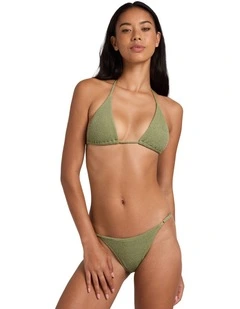 Crinkle Crush Zoe Bikini Bottom In Army Green