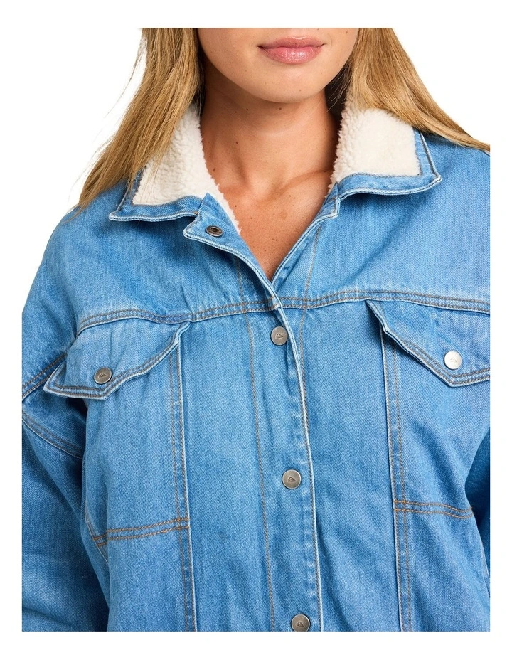 Sunsets Denim Jacket in Mid Blue image 4