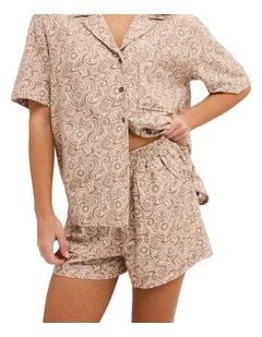 Serene Elastic Waist Shorts in Almond