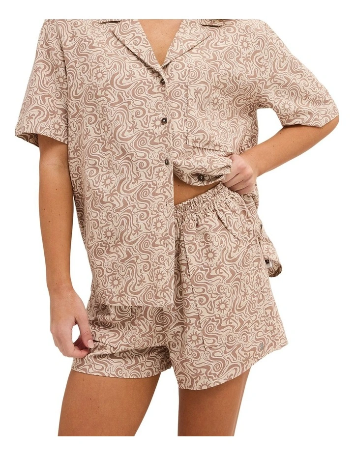 Serene Elastic Waist Shorts in Almond image 1