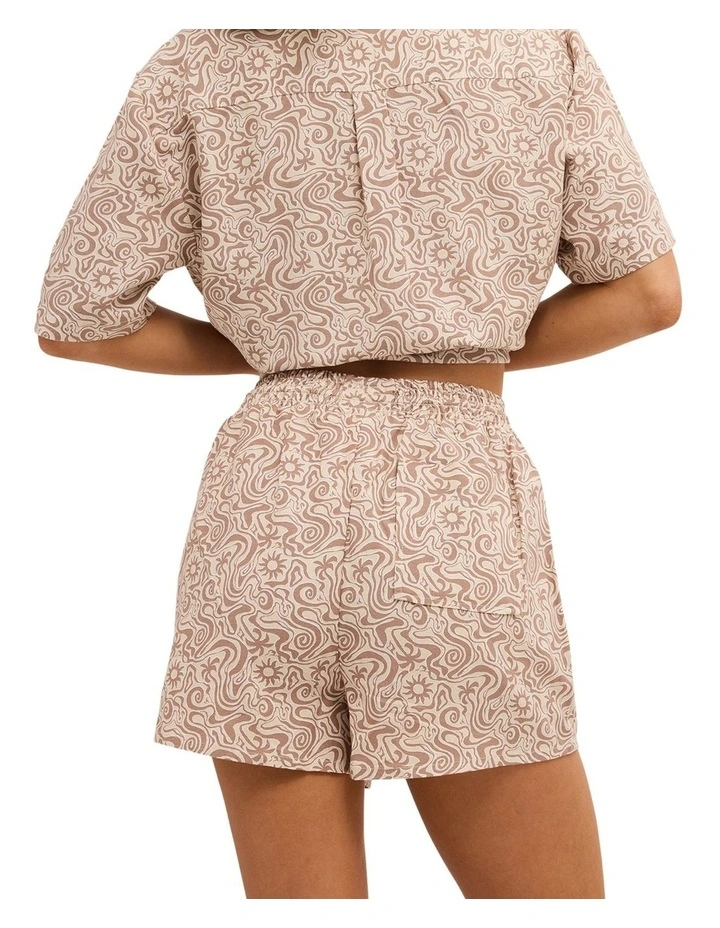Serene Elastic Waist Shorts in Almond image 2