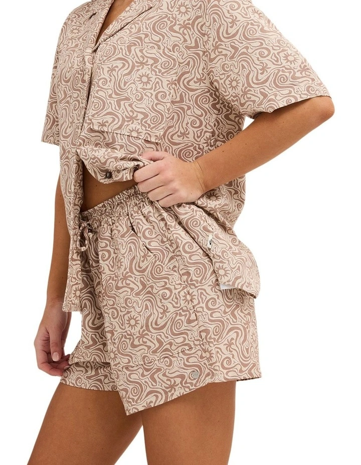 Serene Elastic Waist Shorts in Almond image 3
