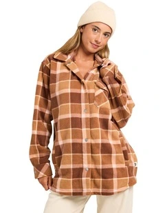 Camp Queen Polar Fleece Long Sleeve Shirt in Acorn