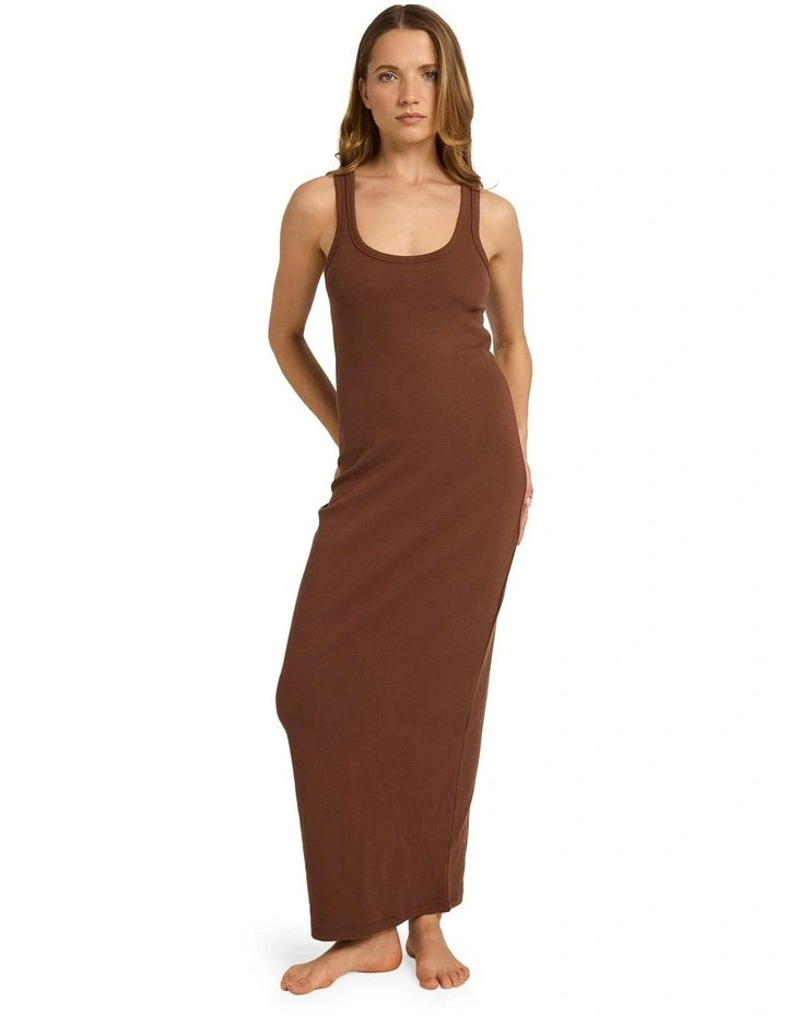 Base Rib Maxi Dress in Brown image 5