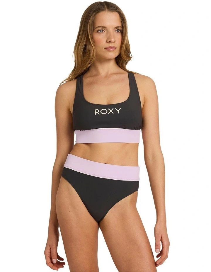 Active Colourblock High Waist Bikini Bottom in Multi image 1