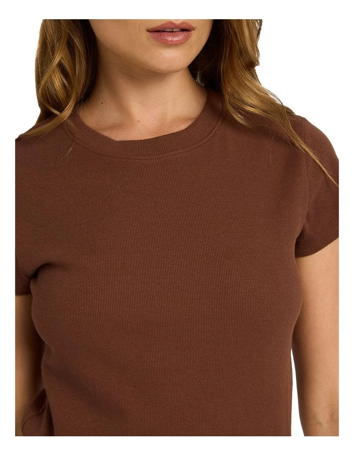 Base Rib T-shirt in Brown image 4