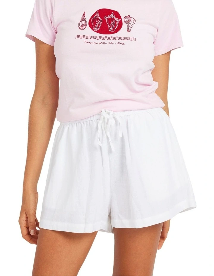 Dreamer Elastic Waist Shorts in White image 1