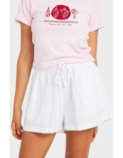 Dreamer Elastic Waist Shorts in White