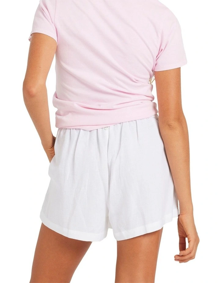 Dreamer Elastic Waist Shorts in White image 2
