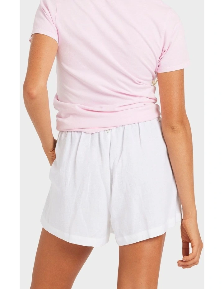 Dreamer Elastic Waist Shorts in White image 2