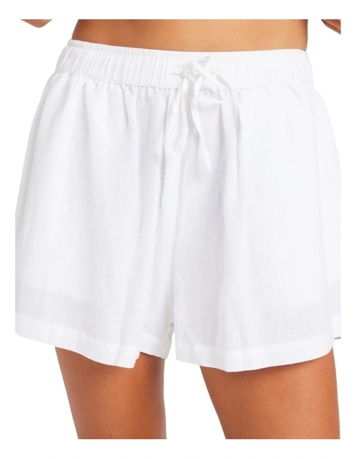 Dreamer Elastic Waist Shorts in White image 4