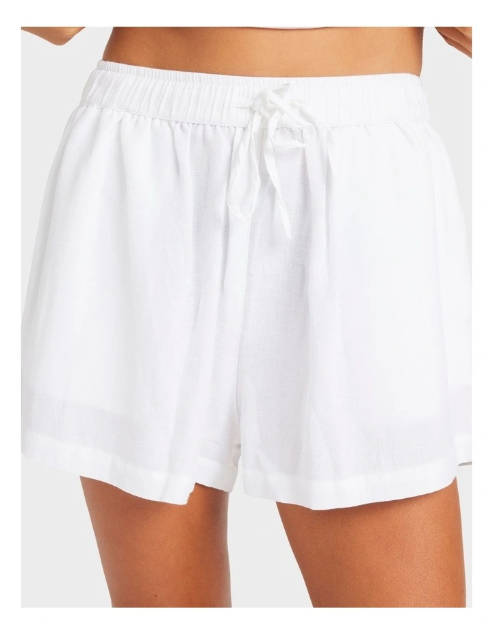 Dreamer Elastic Waist Shorts in White image 4