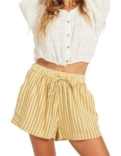 Mercado Stripe Elastic Waist Shorts in White