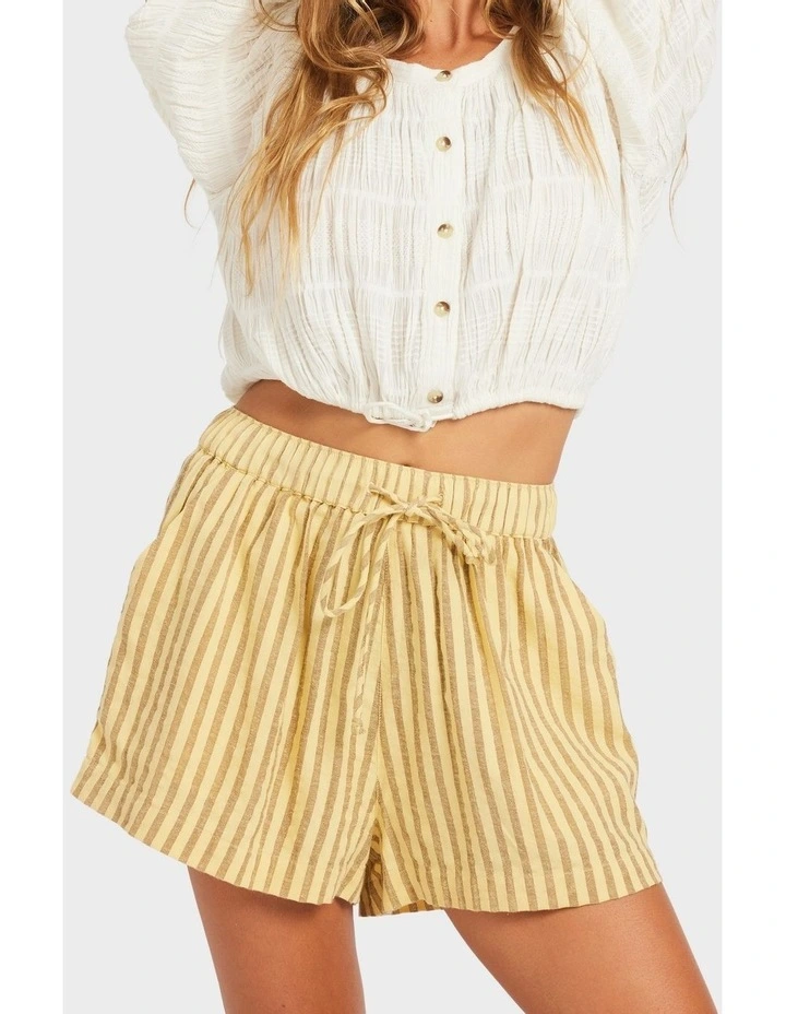 Mercado Stripe Elastic Waist Shorts in White image 1