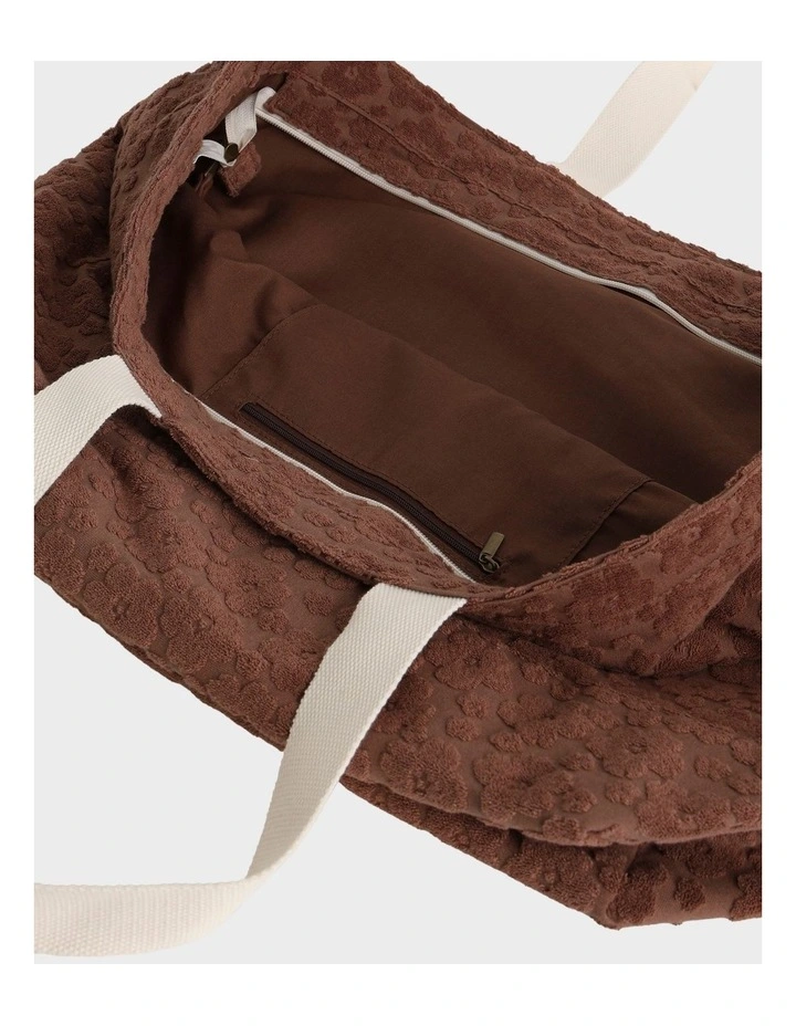 Blossom Terry Tote Bag in Tan image 4
