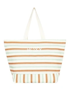 Stripy Beach Tote Bag in Green