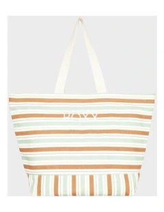 Stripy Beach Tote Bag in Green