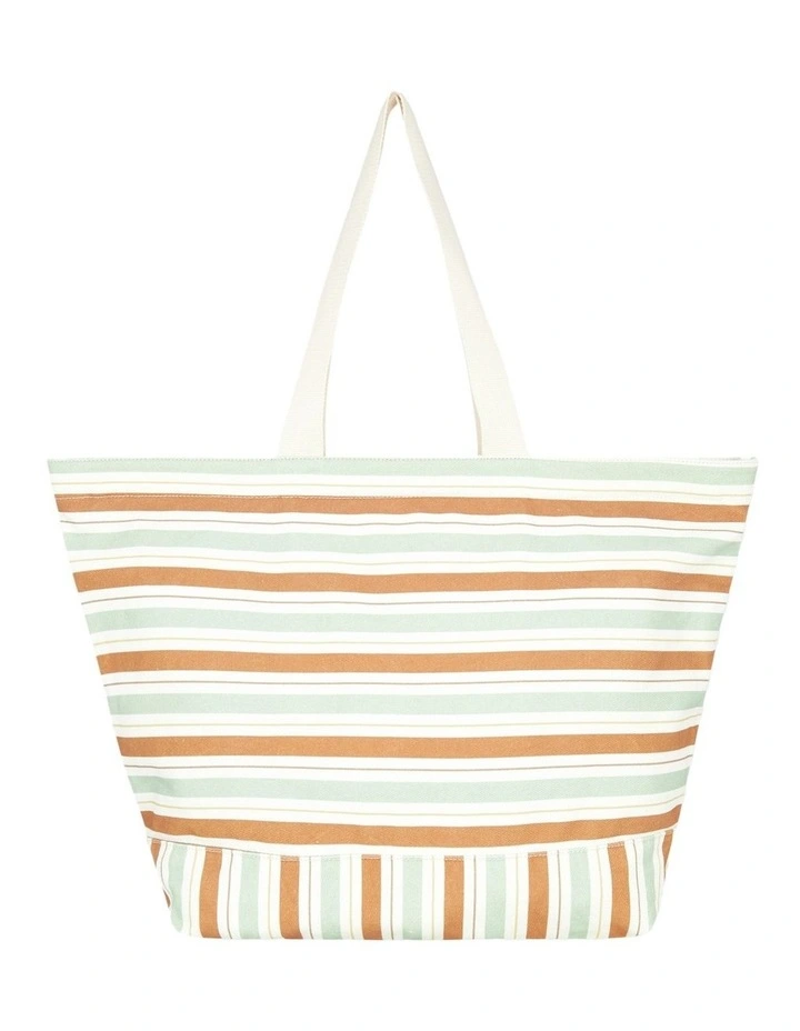 Stripy Beach Tote Bag in Green image 2