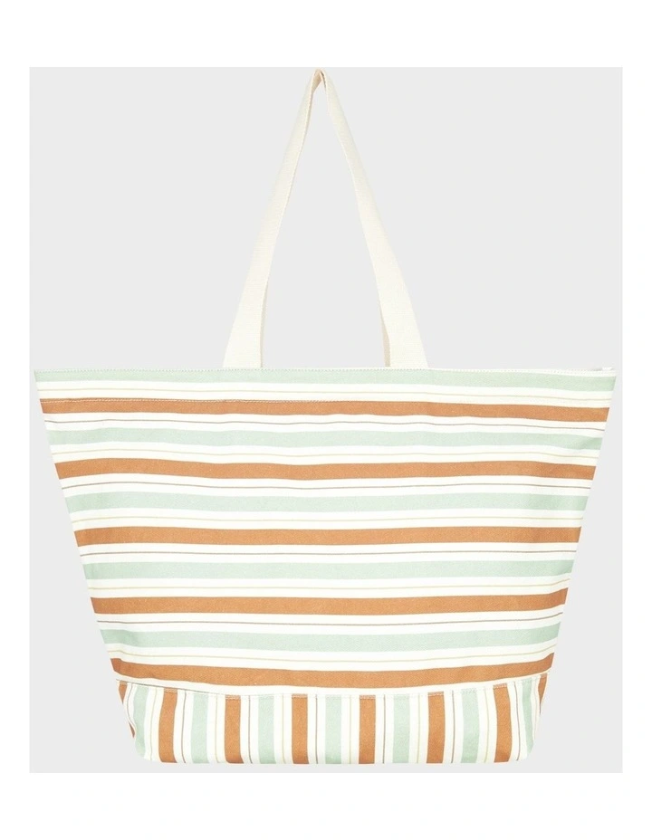 Stripy Beach Tote Bag in Green image 2