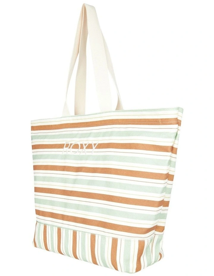 Stripy Beach Tote Bag in Green image 3
