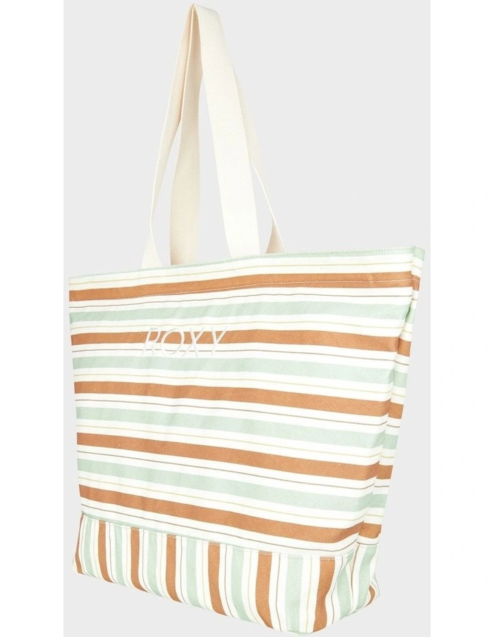 Stripy Beach Tote Bag in Green image 3
