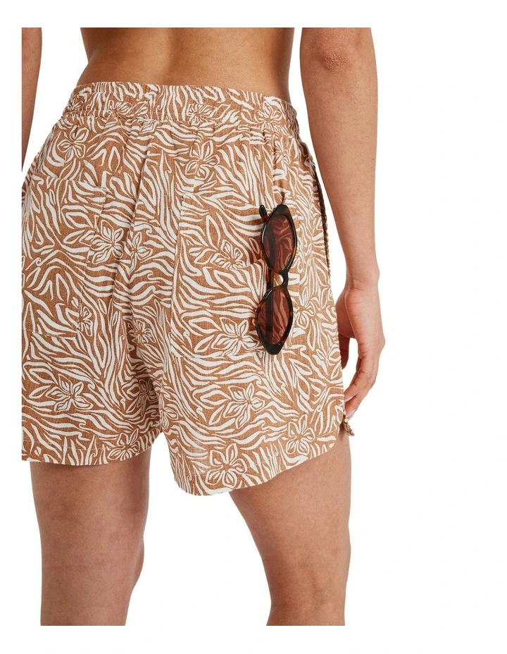 Lekeitio Bay Printed Elastic Waist Shorts in Brown image 4