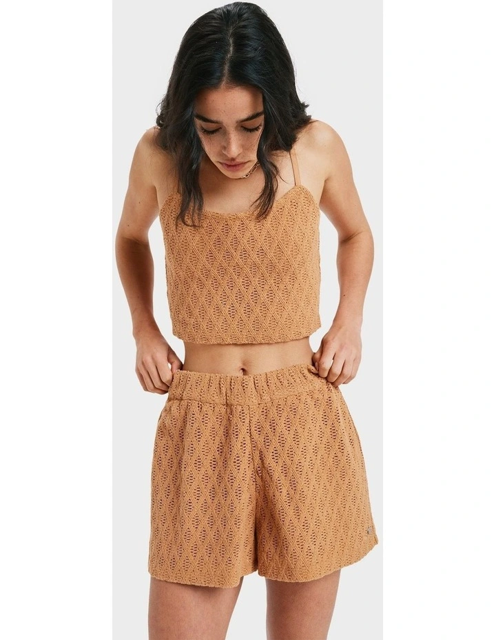 Ocean Sound Elastic Waist Shorts in Brown image 1