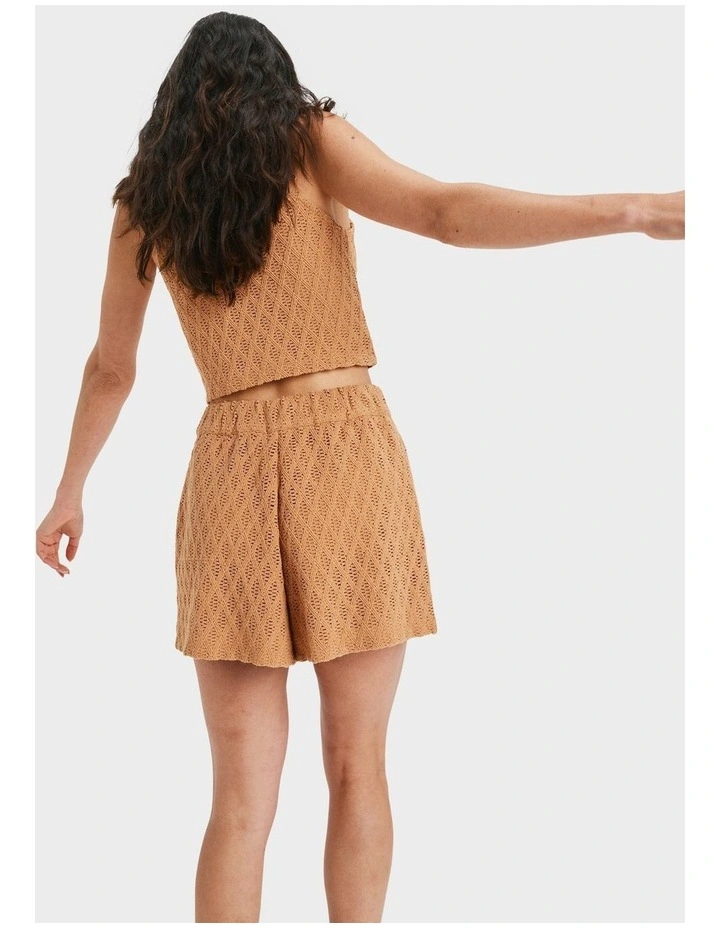 Ocean Sound Elastic Waist Shorts in Brown image 2