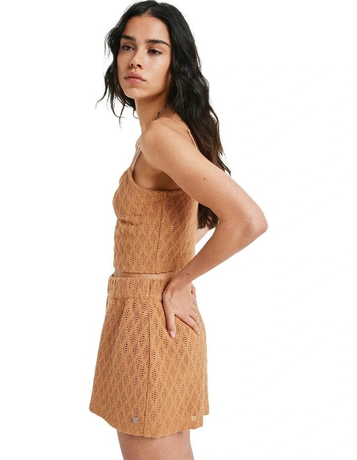 Ocean Sound Elastic Waist Shorts in Brown image 3