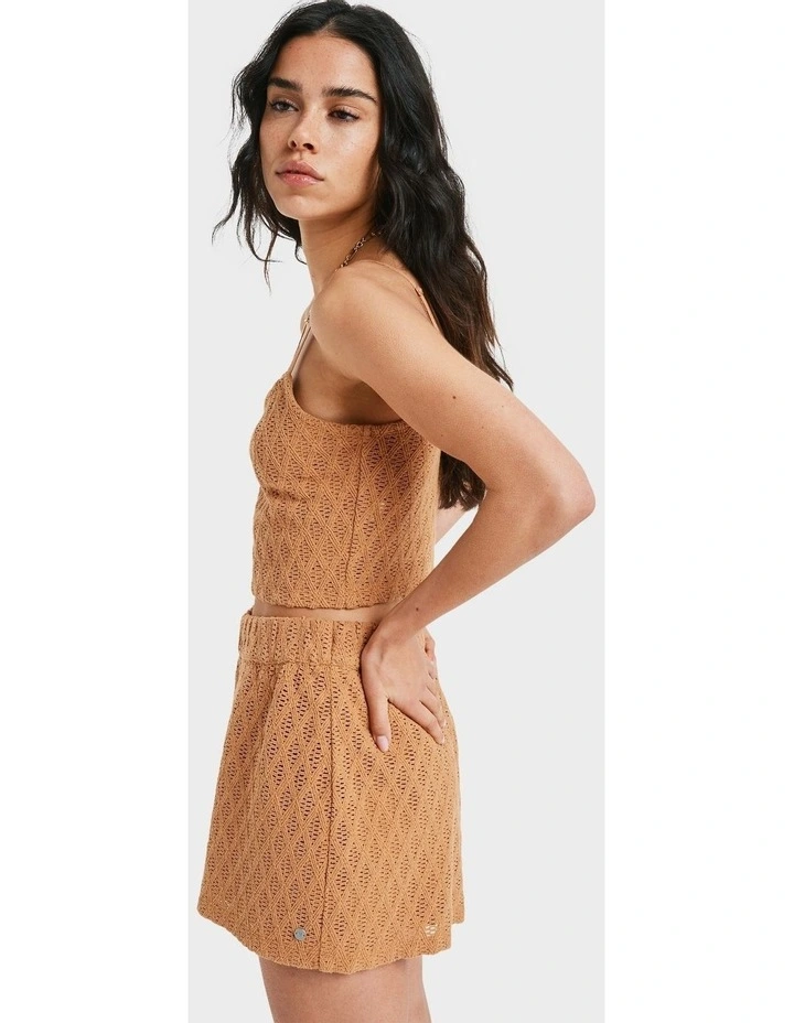 Ocean Sound Elastic Waist Shorts in Brown image 3