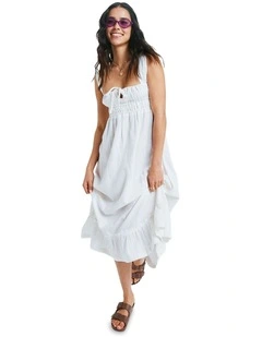 Paradise Winds Midi Dress in White