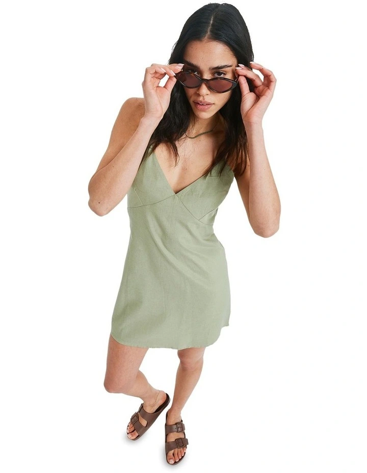 Santorini Slip Mini Dress in Green image 1