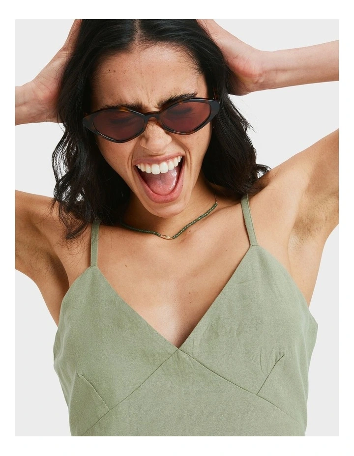 Santorini Slip Mini Dress in Green image 4