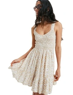 Pacific Passion Mini Dress in Beige