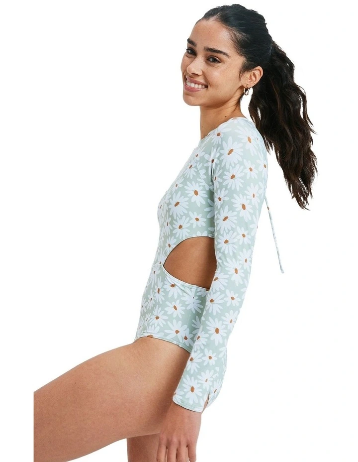 Dream Floral One Piece Rash Vest in Green image 3