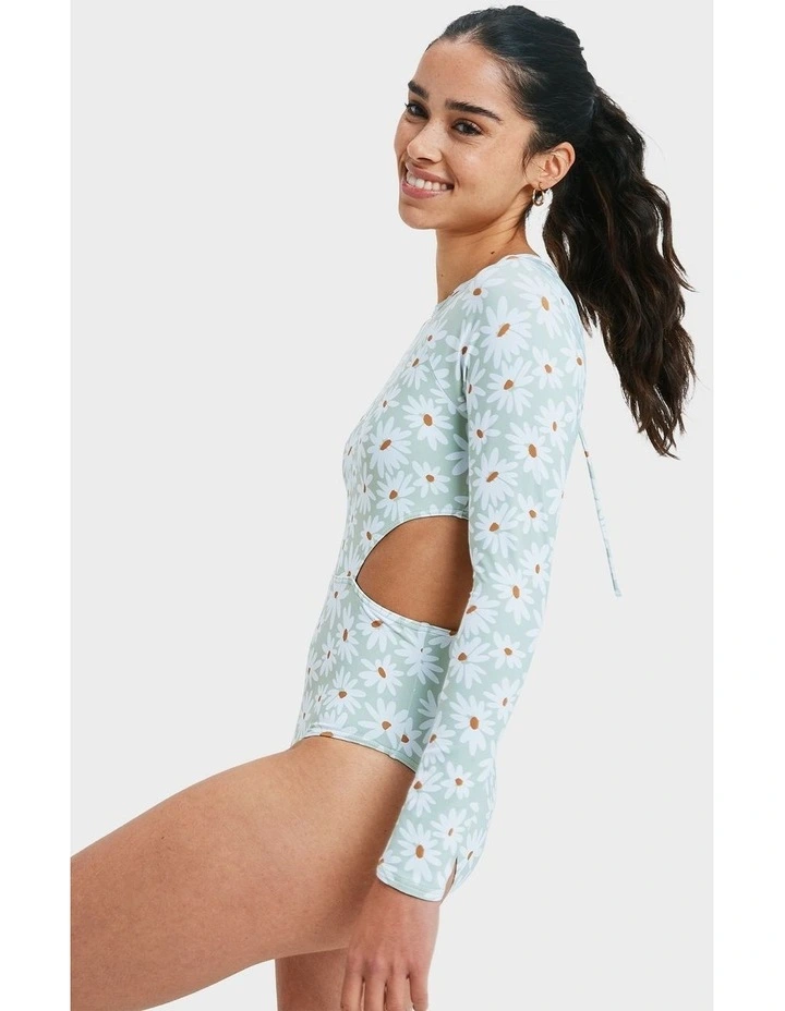 Dream Floral One Piece Rash Vest in Green image 3