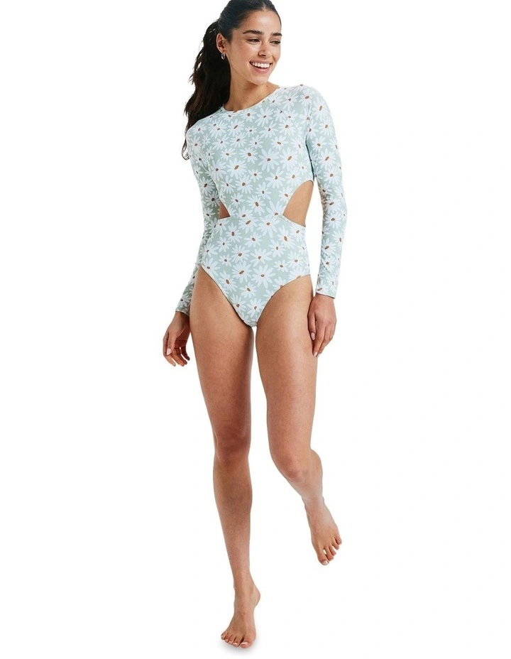 Dream Floral One Piece Rash Vest in Green image 5