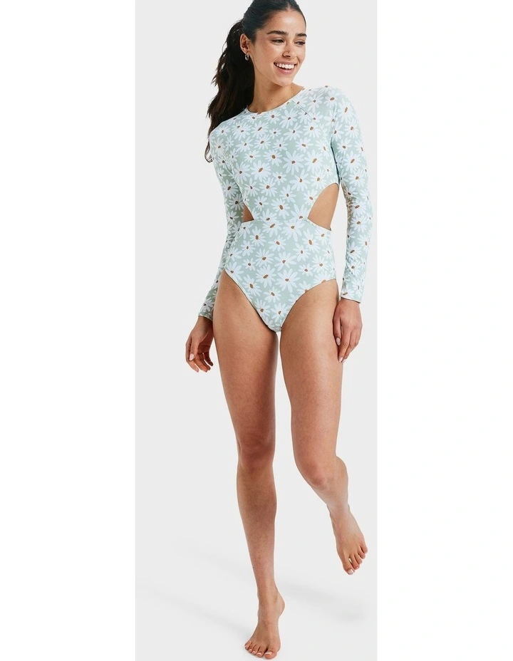 Dream Floral One Piece Rash Vest in Green image 5