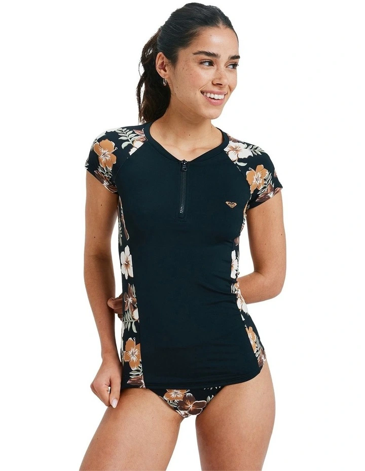 Half Zip Lycra Rash Vest in Brown image 1