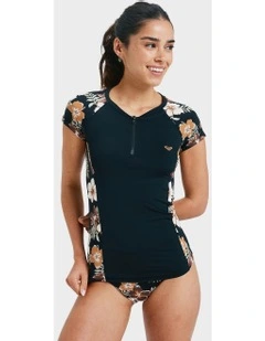 Half Zip Lycra Rash Vest in Brown