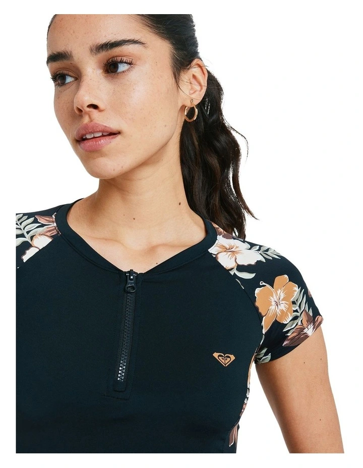 Half Zip Lycra Rash Vest in Brown image 5