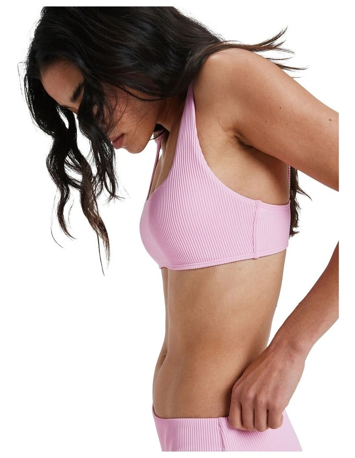 Rib Love Bikini Top in Pink image 3