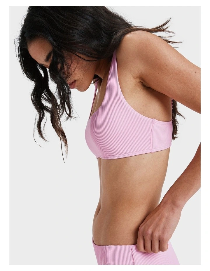 Rib Love Bikini Top in Pink image 3