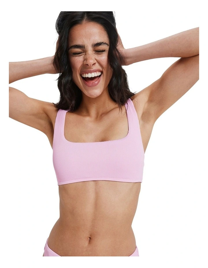 Rib Love Bikini Top in Pink image 4
